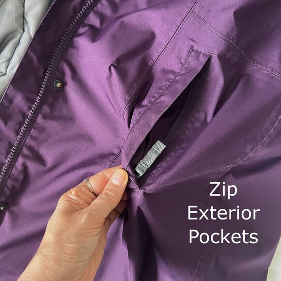 Eddie Bauer Purple WeatherEdge Jacket, removable lining and hood, size Medium - Picture 13 of 14